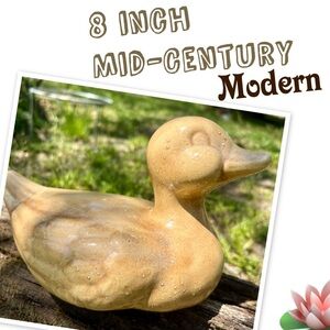 Mid-Century Modern Ceramic Duck Figurine - Beige